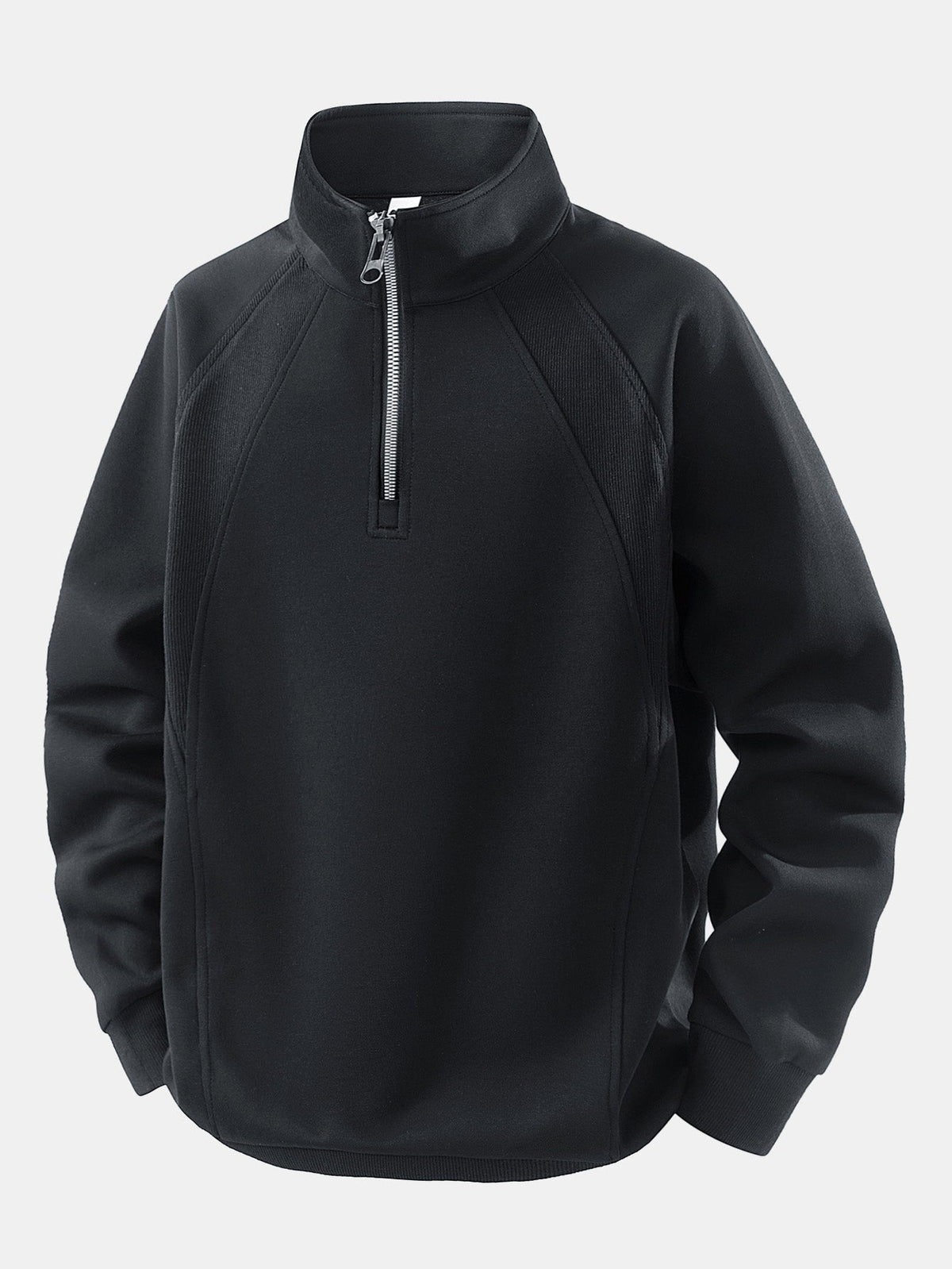 Men's Cotton Blend Quarter Zip Sweatshirt – Relaxed Fit Casual - Black