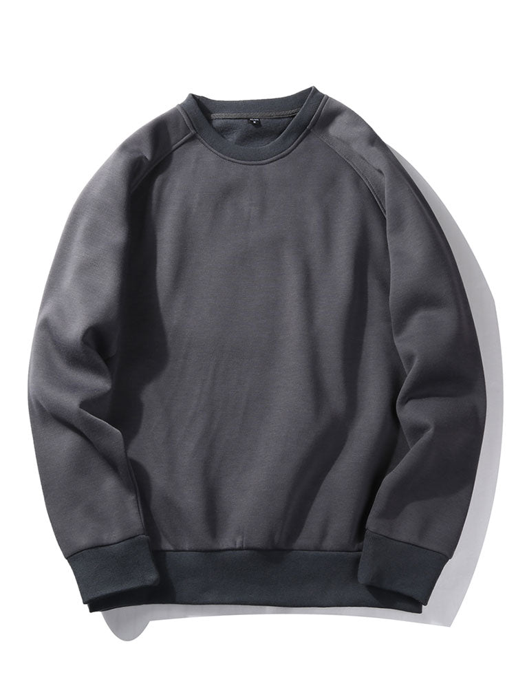 Men's Crew Neck Sweatshirt – Relaxed Fit Raglan Sleeves - Grey