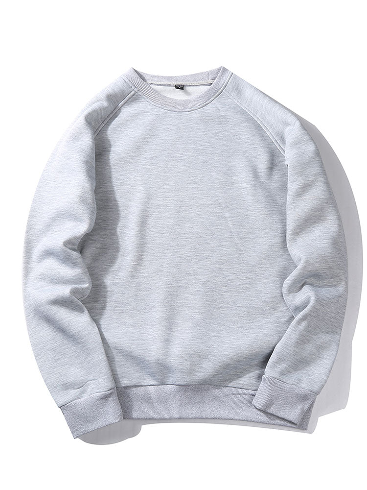 Men's Crew Neck Sweatshirt – Relaxed Fit Raglan Sleeves - Light Grey