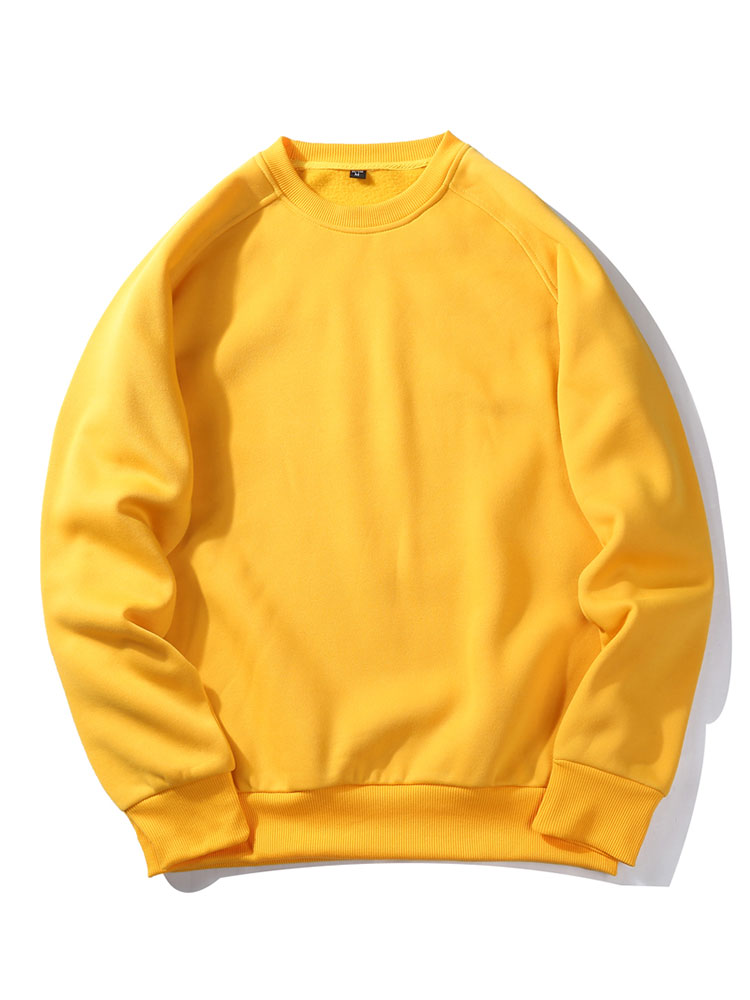 Men's Crew Neck Sweatshirt – Relaxed Fit Raglan Sleeves - Yellow