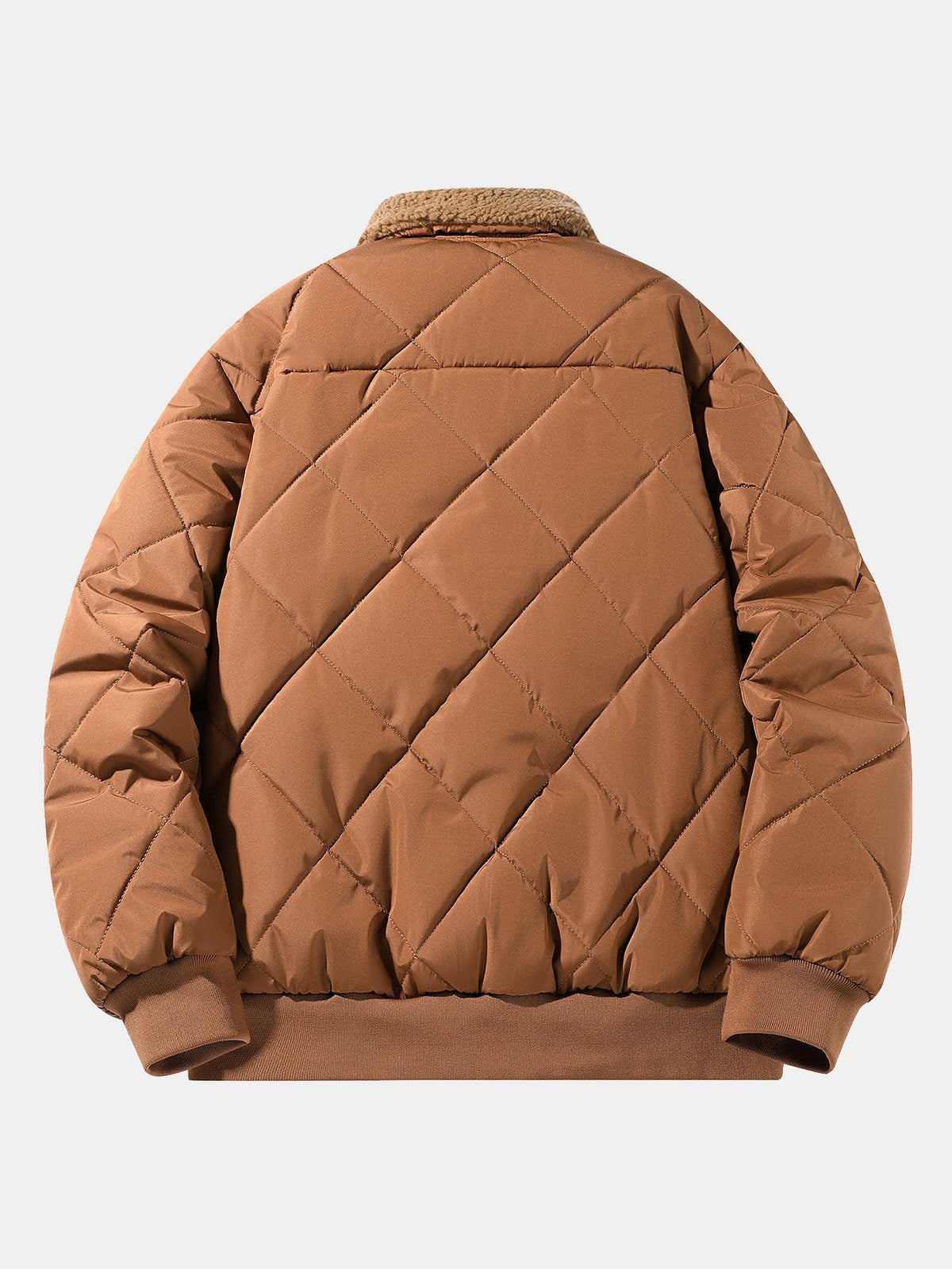 Men's Diamond Quilted Winter Jacket – Teddy Fleece Collar Bomber