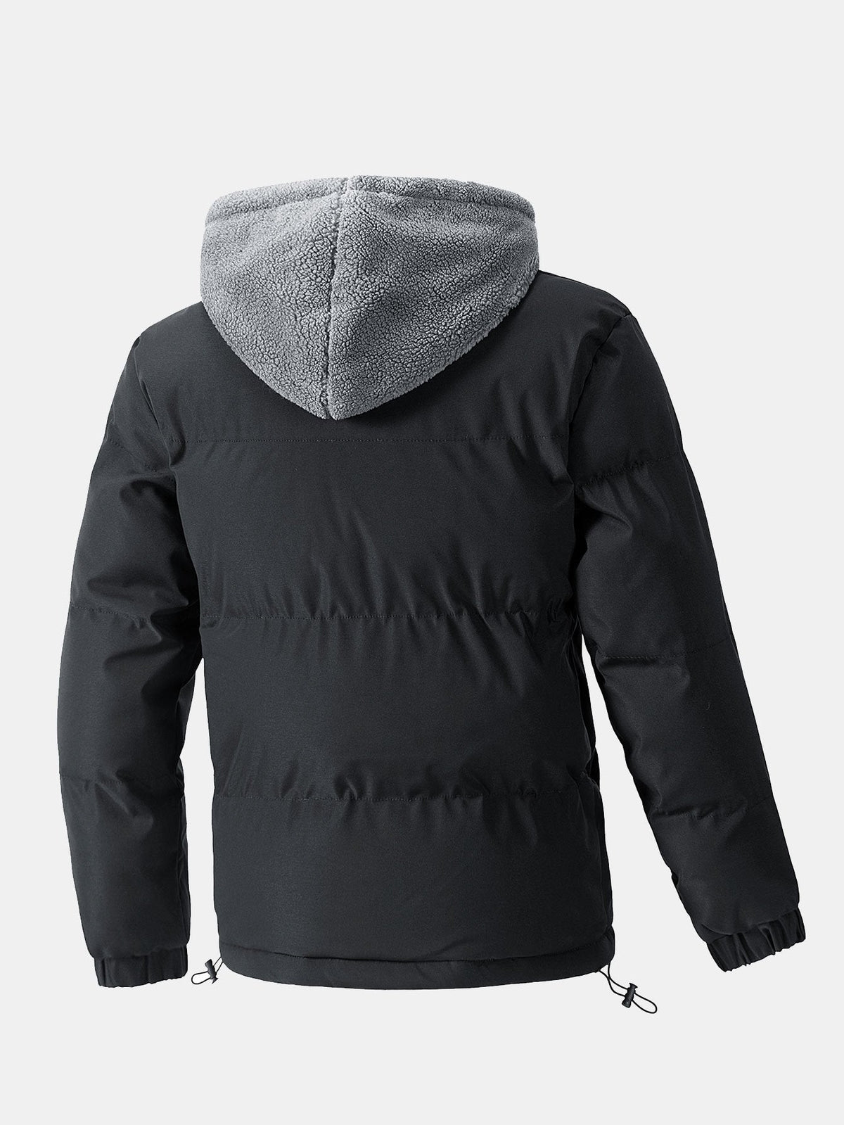 Men's Hooded Puffer Jacket with Teddy Fleece Lining – Winter Warmth