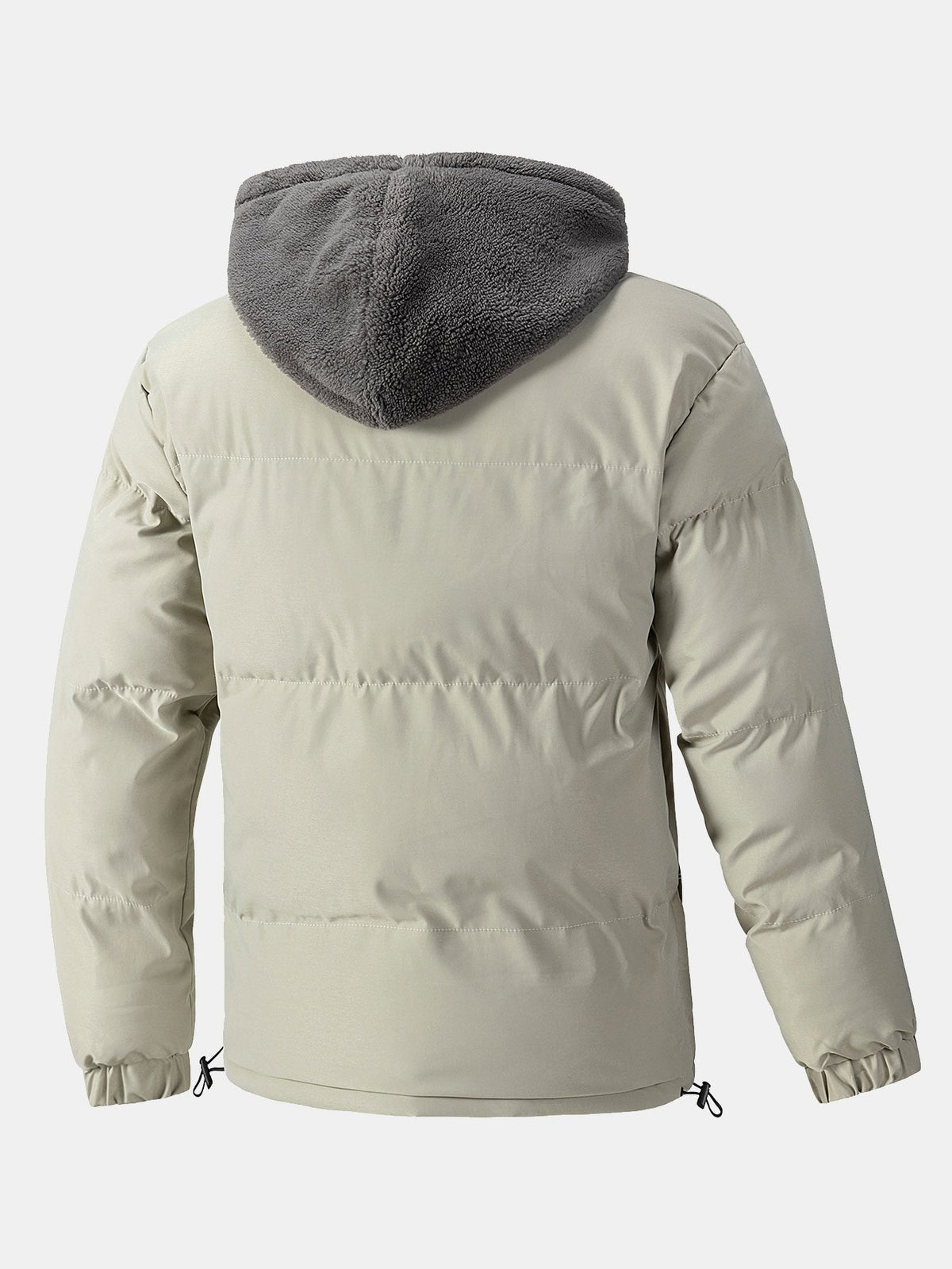 Men's Hooded Puffer Jacket with Teddy Fleece Lining – Winter Warmth