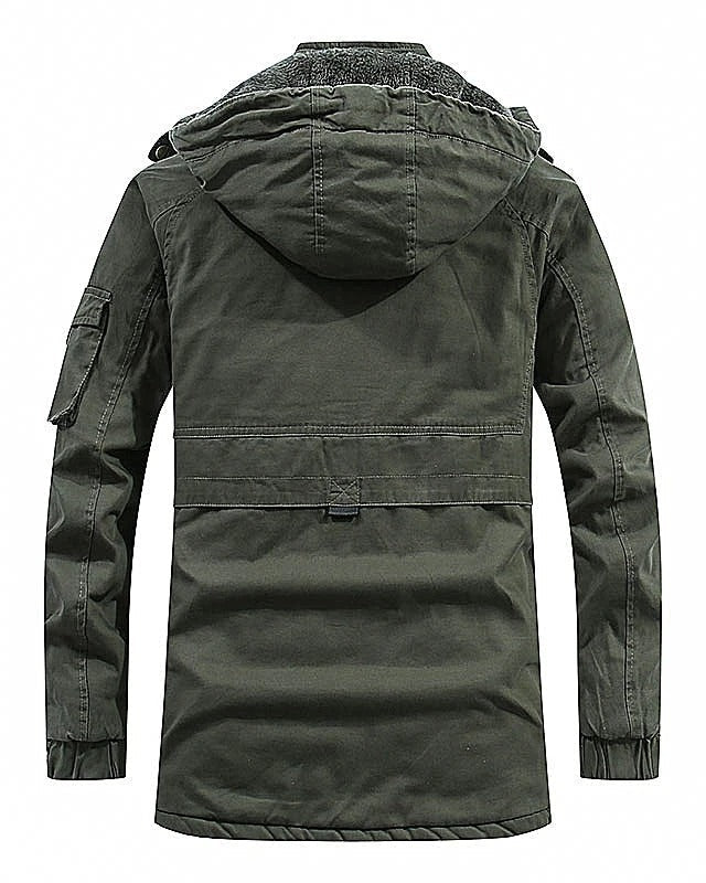 Men's Longline Hooded Winter Jacket - Fleece Lined