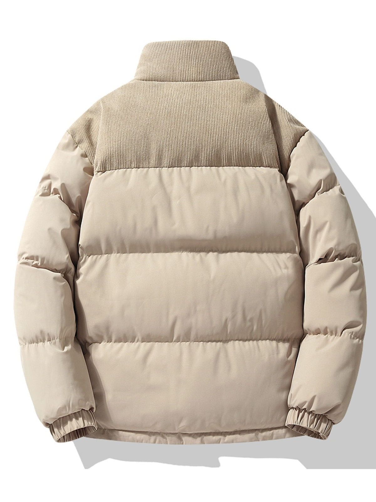 Men's Padded Puffer Jacket with Corduroy Panels – Winter Casual