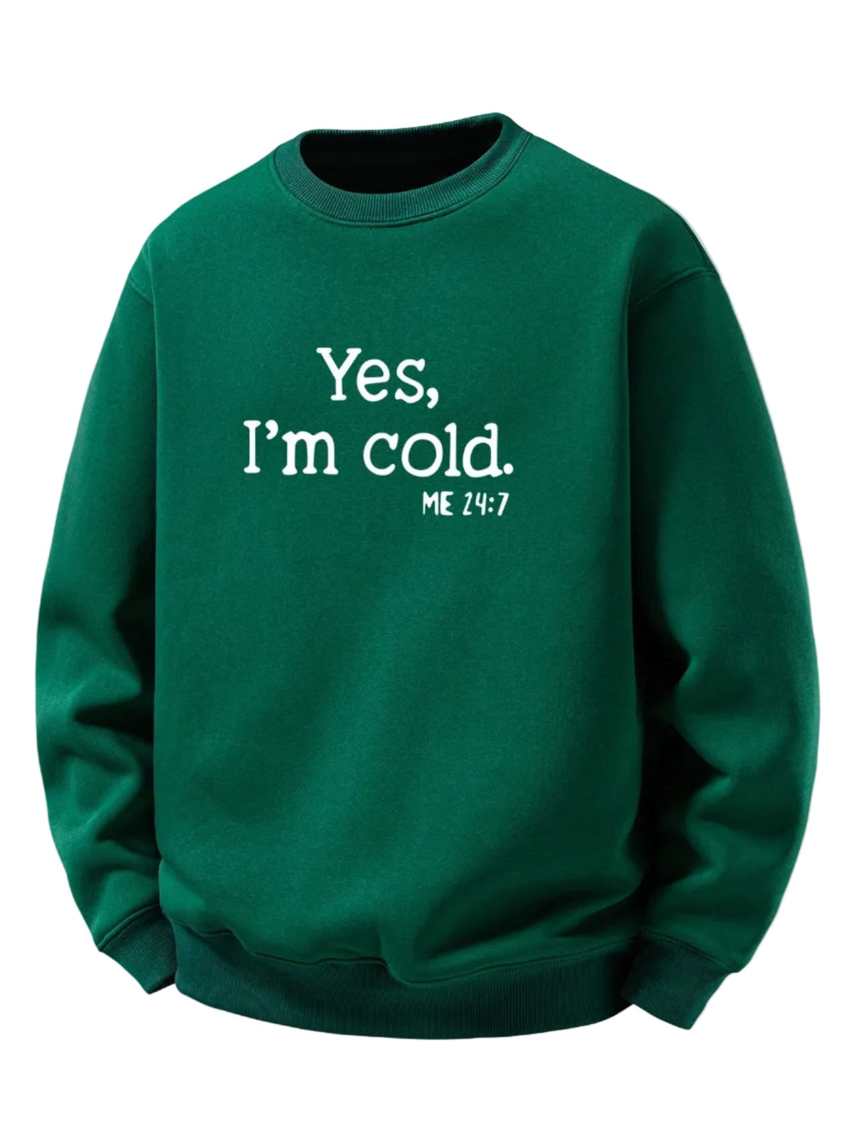 Men's Sherpa Fleece Sweatshirt – Relaxed Crew Neck Printed Pullover - Dark Green