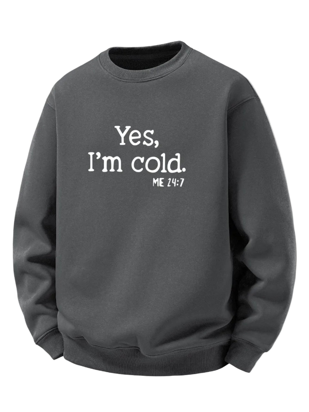 Men's Sherpa Fleece Sweatshirt – Relaxed Crew Neck Printed Pullover - Grey