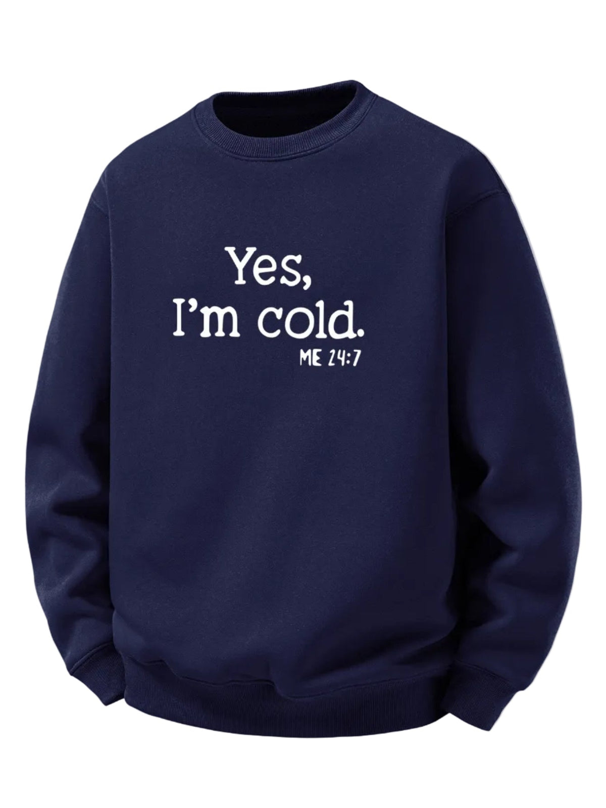 Men's Sherpa Fleece Sweatshirt – Relaxed Crew Neck Printed Pullover - Navy