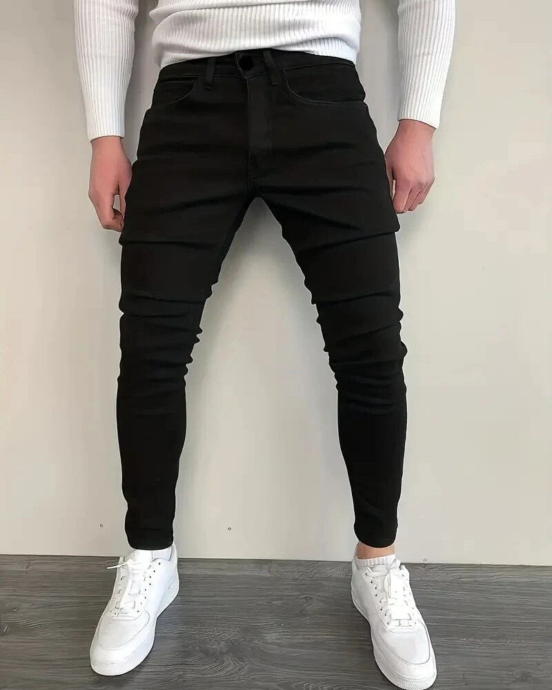 Men's Slim Fit Stretch Jeans in black, Tapered Ankle