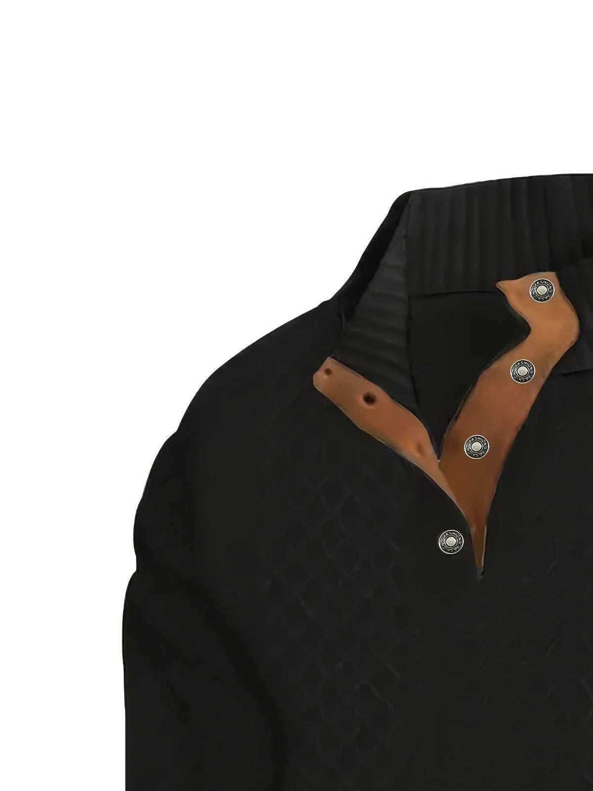 Men's Stand Collar Button Henley Sweater - Textured Knit