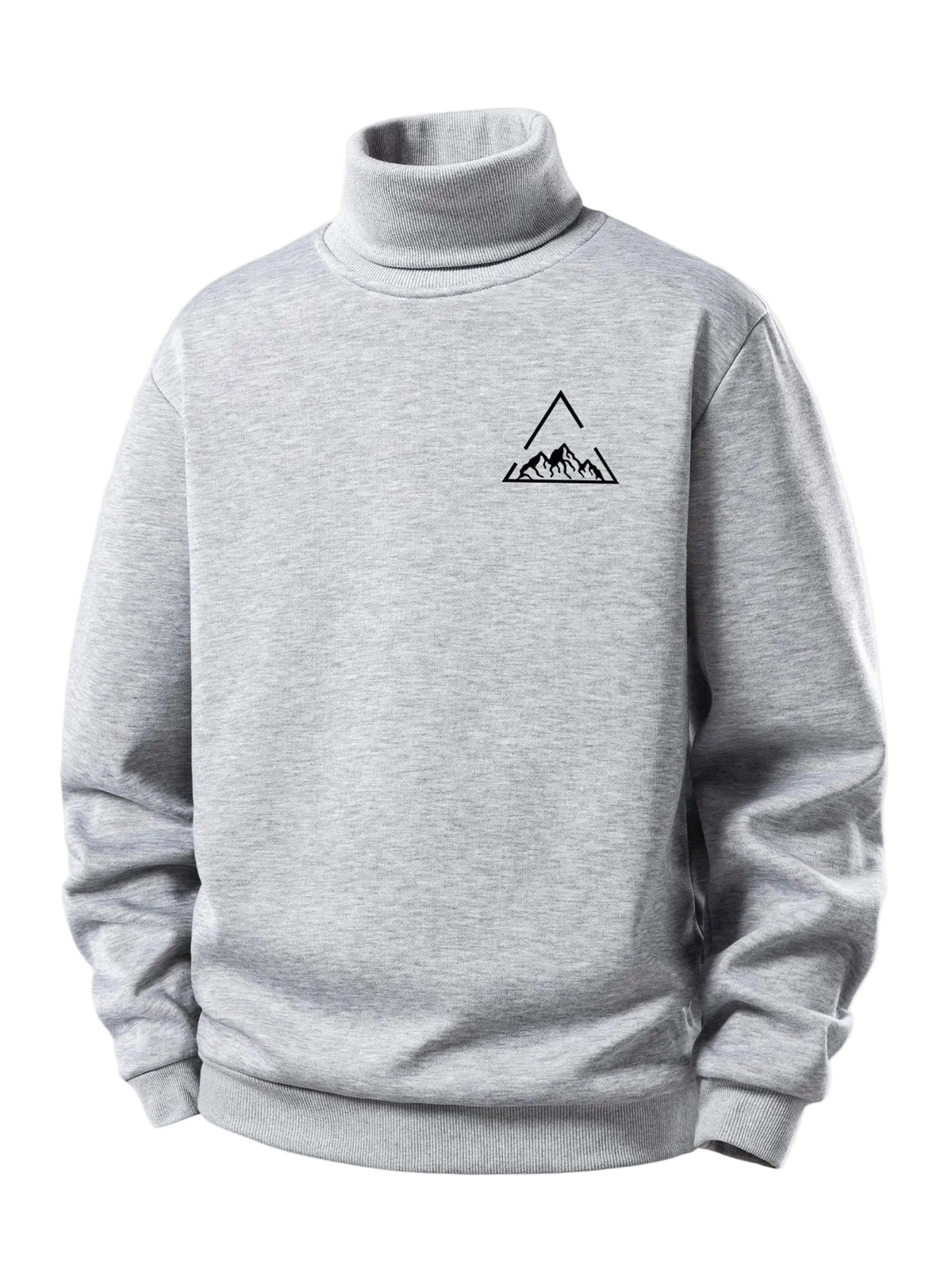 Men's Teddy Fleece Turtleneck Sweatshirt – Warm Regular Fit - Light Grey