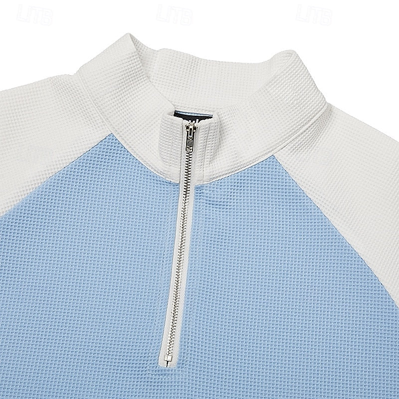 Men's Textured Quarter-Zip Pullover - Refined Comfort Layer