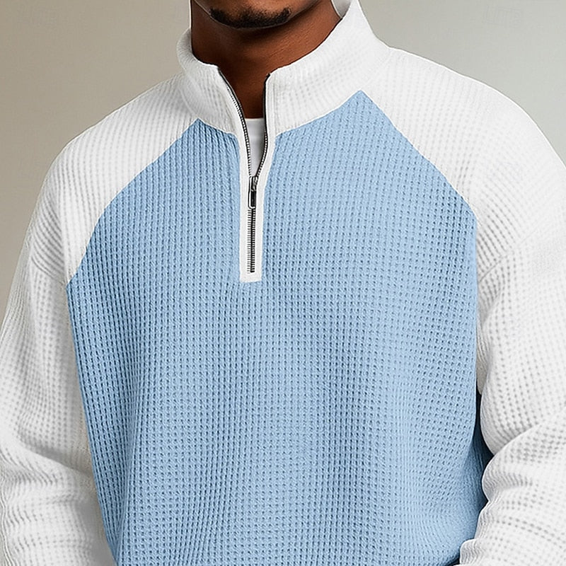Men's Textured Quarter-Zip Pullover - Refined Comfort Layer