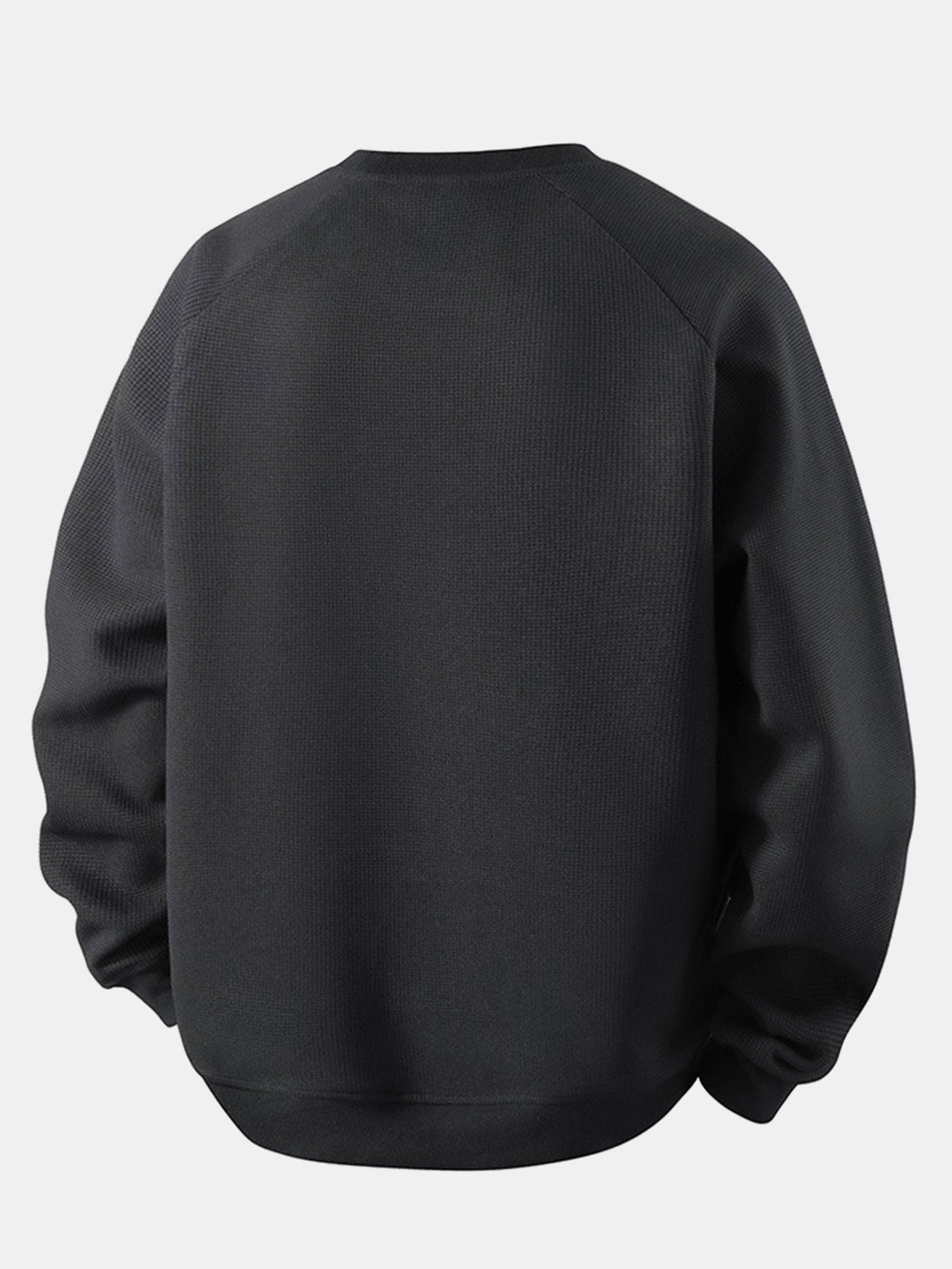 Men's Waffle Textured Crew Neck Sweatshirt – Relaxed Fit