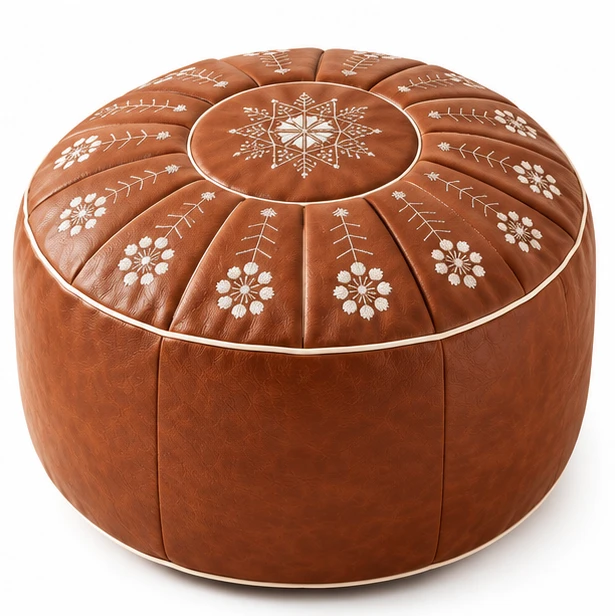 Women's Fillable Storage Ottoman Cover - Embroidered Round Stool