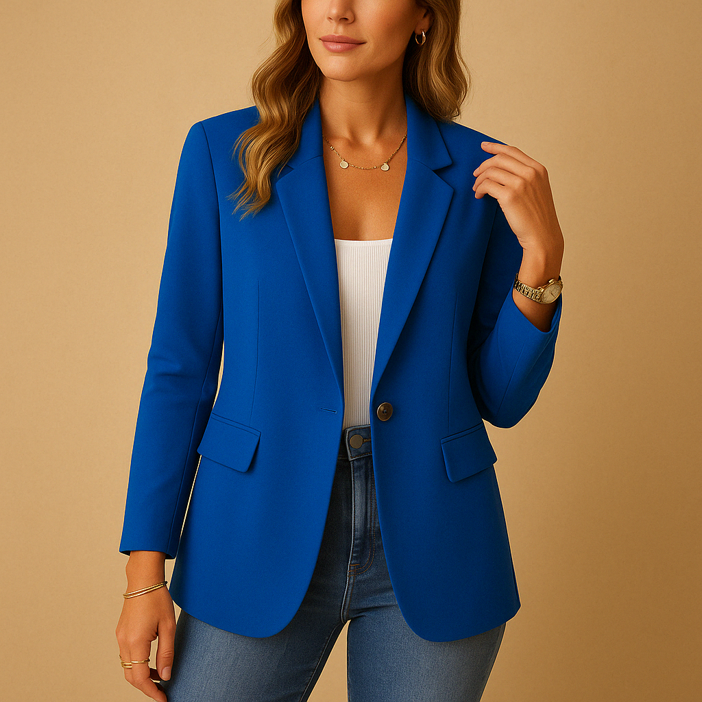 Women's Fitted Tailored Blazer in blue, Classic Elegance