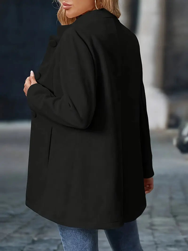 Women's Stand-Collar Button Coat - Elegant Tailored Layer