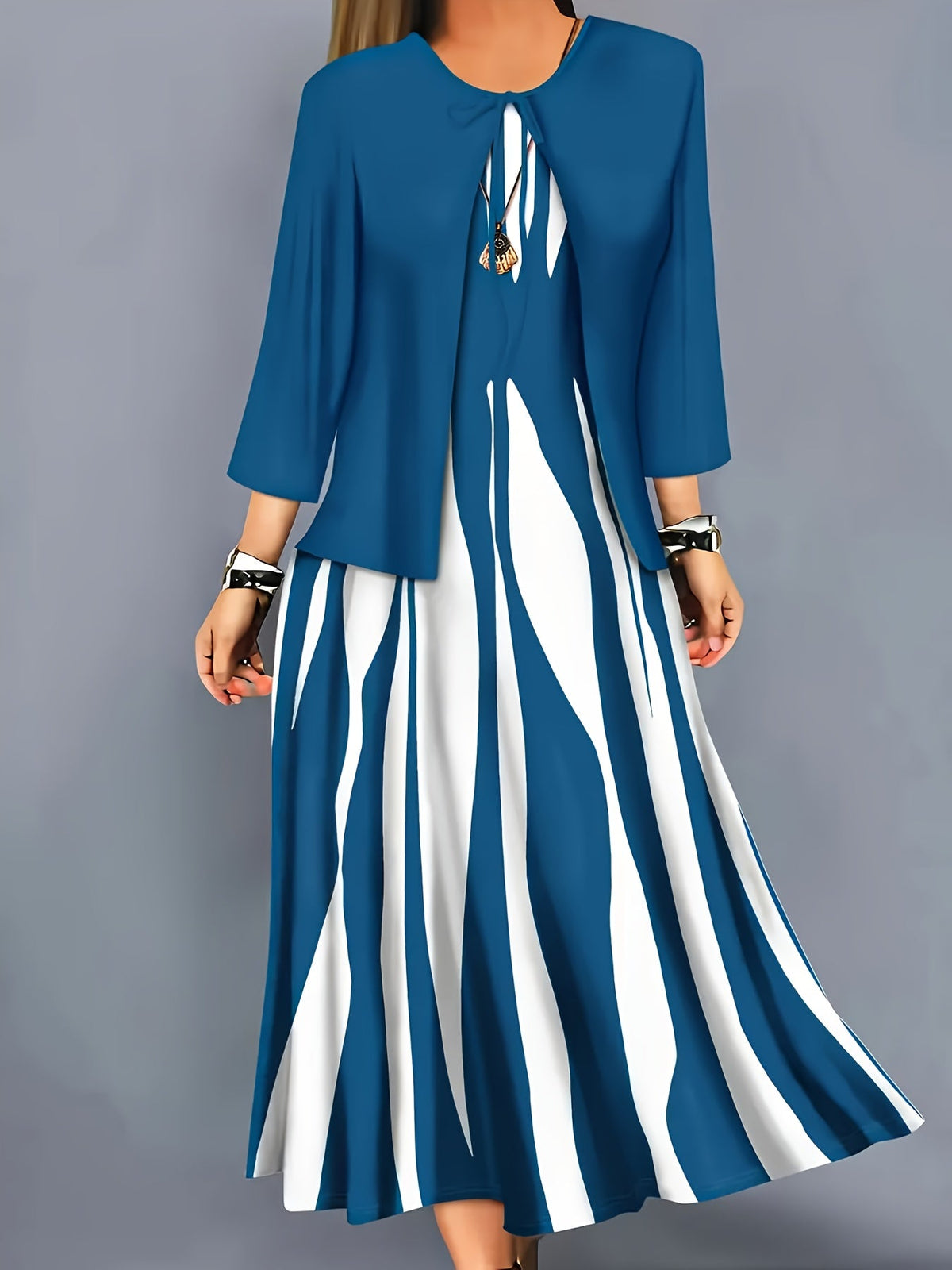 Women's Two-Piece Elegant Dress Set with Jacket