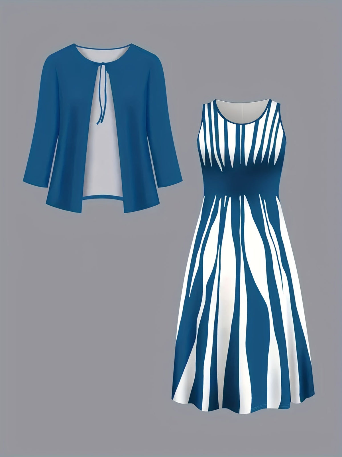 Women's Two-Piece Elegant Dress Set with Jacket