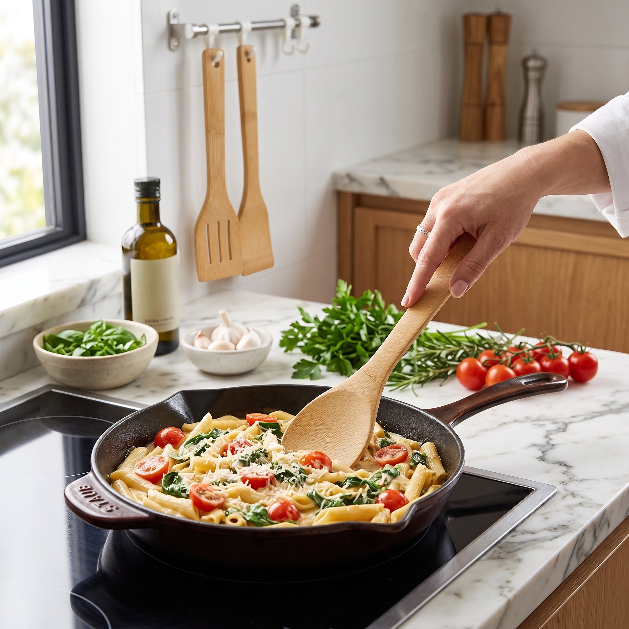 Kitchen Utensil Set Made From Natural Bamboo