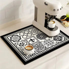 Kitchen dish drying mat with decorative pattern - onyx pearl
