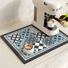 Kitchen dish drying mat with decorative pattern - slate grey mist