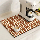 Kitchen dish drying mat with decorative pattern - cinnamon cream