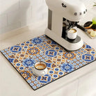 Kitchen dish drying mat with decorative pattern