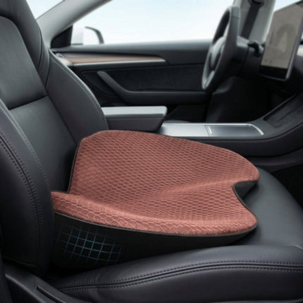 Car Seat Cushion with Height Boosting Memory Foam Padding - brown