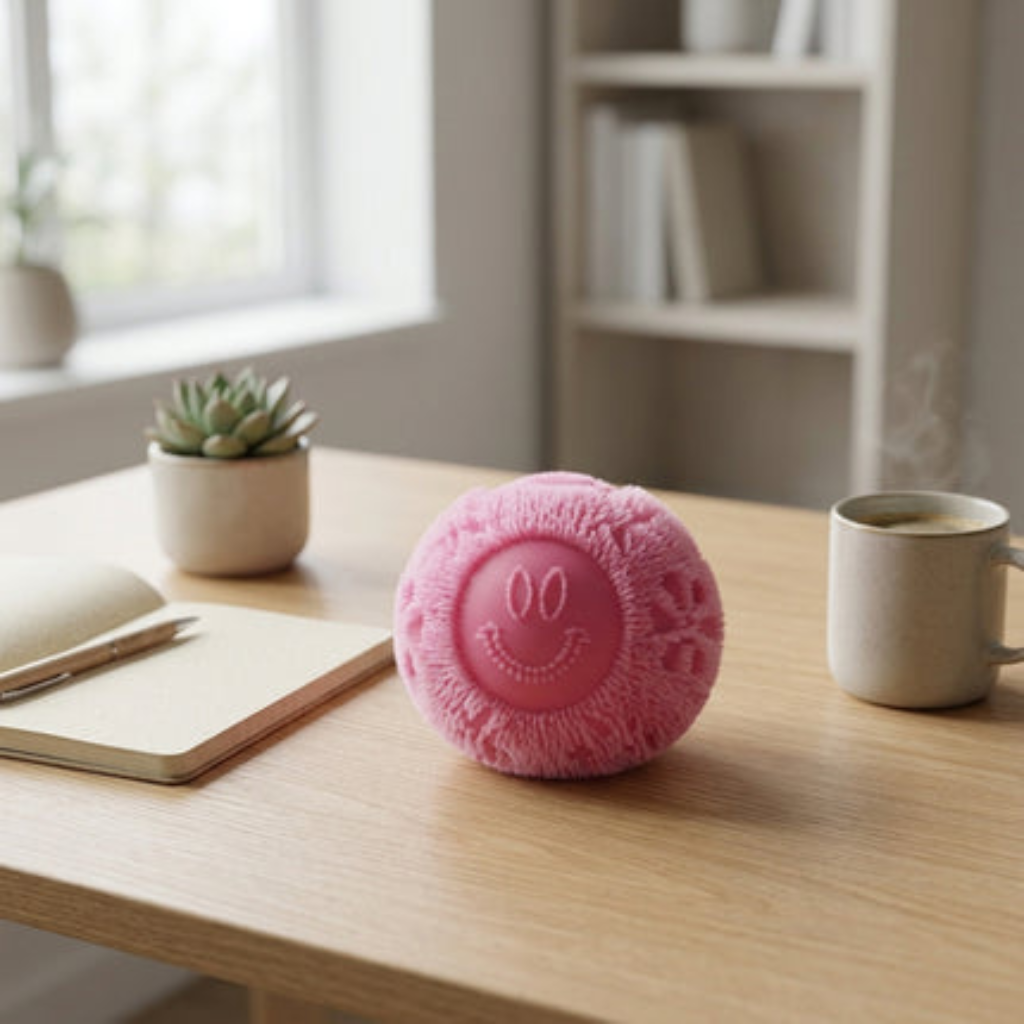 Fidget Stress Toy Fuzz Ball Desktop Ornament with Squishy Texture - light pink