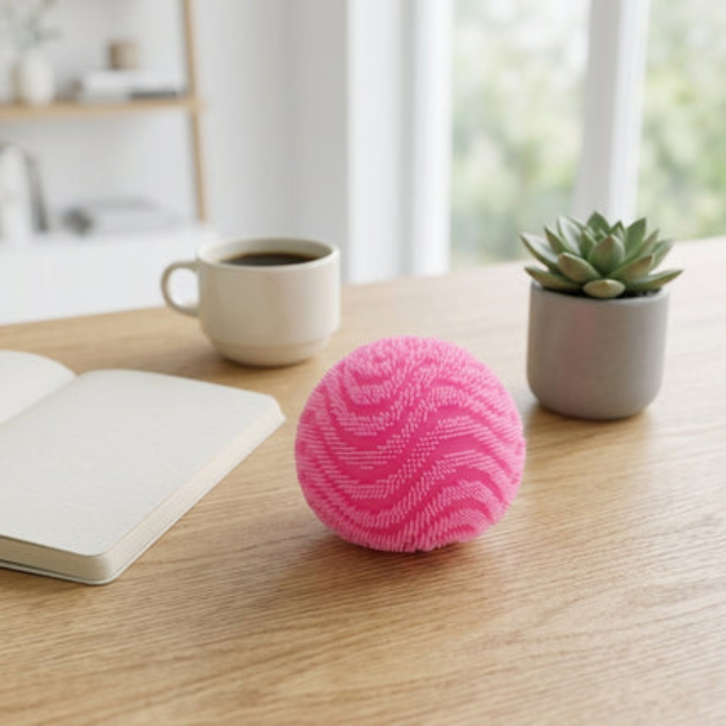 Fidget Stress Toy Fuzz Ball Desktop Ornament with Squishy Texture - pink