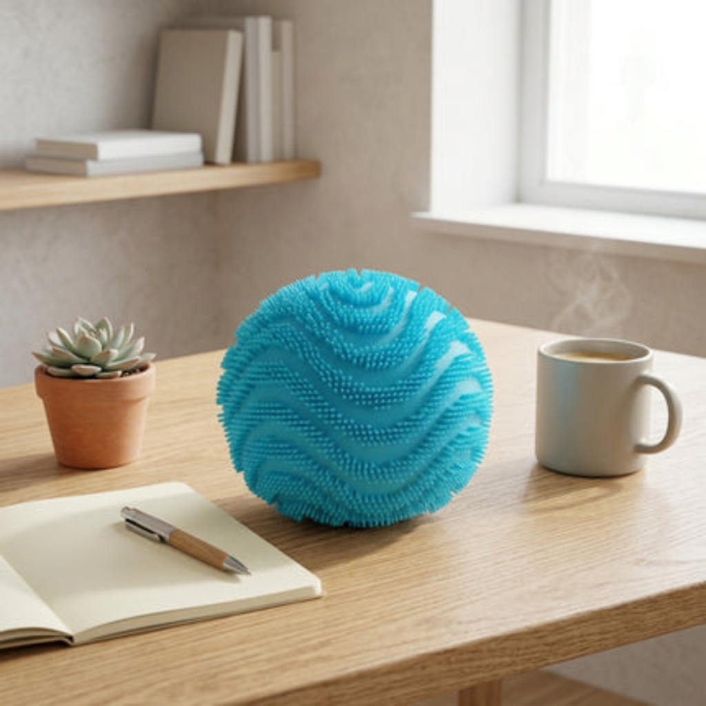 Fidget Stress Toy Fuzz Ball Desktop Ornament with Squishy Texture - turquoise