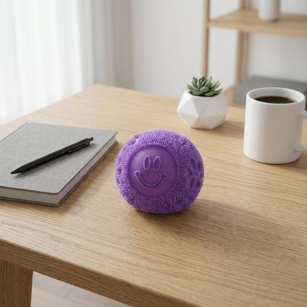 Fidget Stress Toy Fuzz Ball Desktop Ornament with Squishy Texture - purple