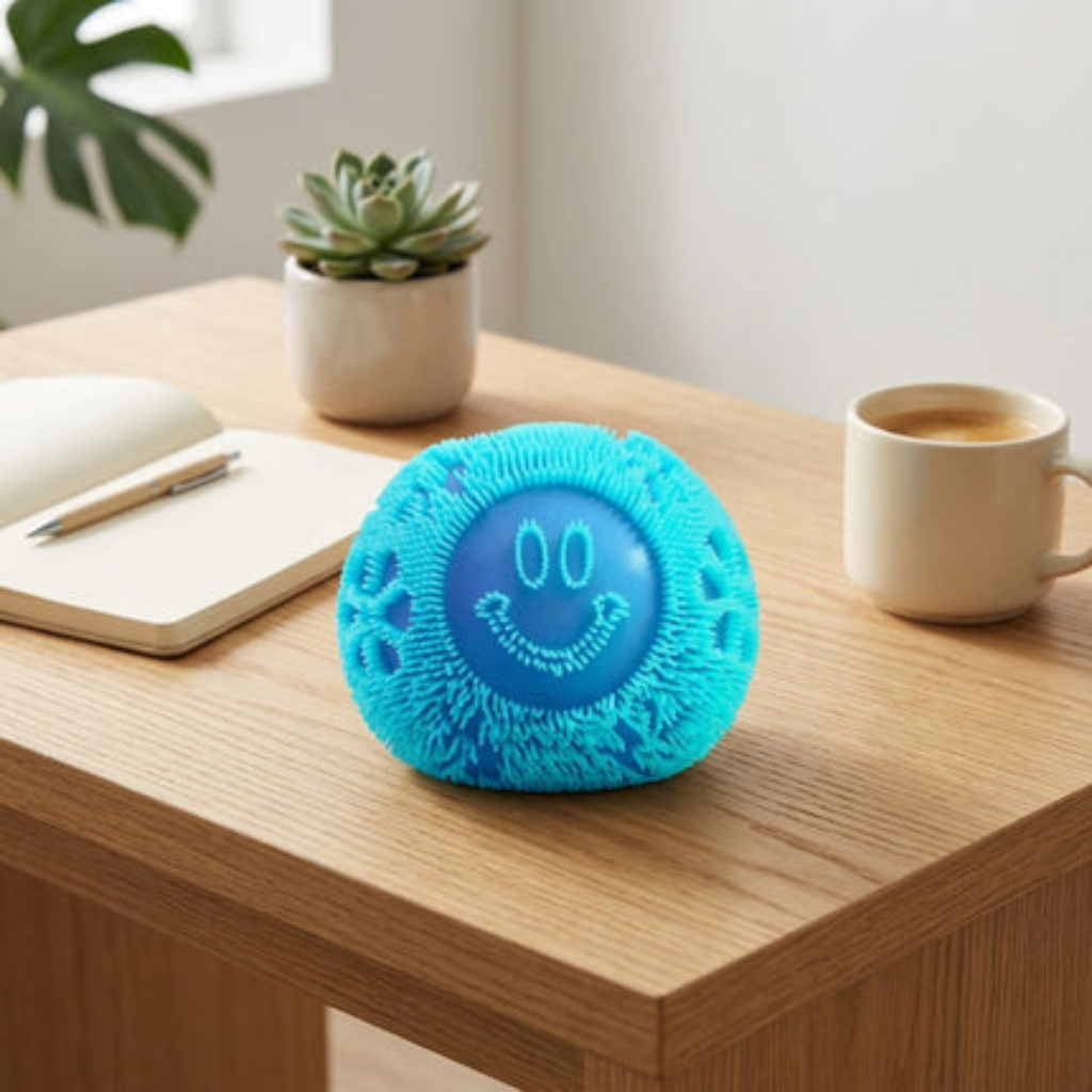 Fidget Stress Toy Fuzz Ball Desktop Ornament with Squishy Texture - blue