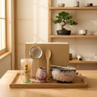 Matcha Tea Set Ceramic Bowls with Bamboo Whisk - pink 6 pieces