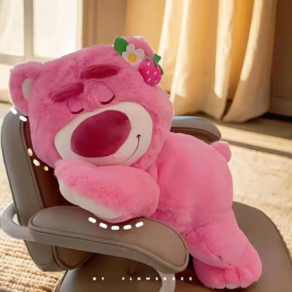 Plush Toy Bear with Strawberry Design Stuffed Pillow