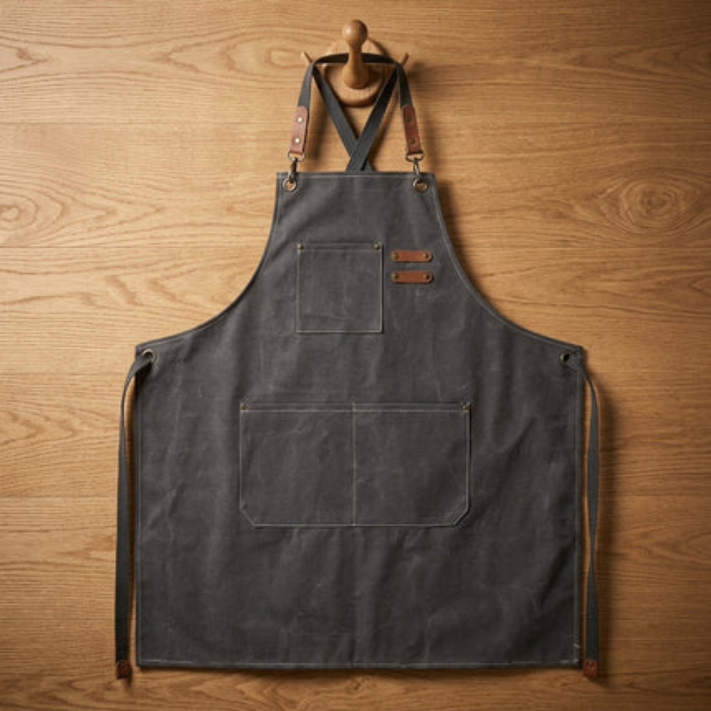 Work Apron Canvas Adjustable Straps Multiple Pockets - gray