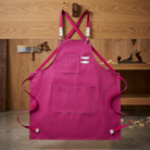 Work Apron Canvas Adjustable Straps Multiple Pockets - pink
