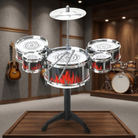 Kids Jazz Drum Set Five Drums Cymbal - black