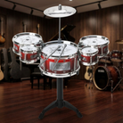 Kids Jazz Drum Set Five Drums Cymbal - red