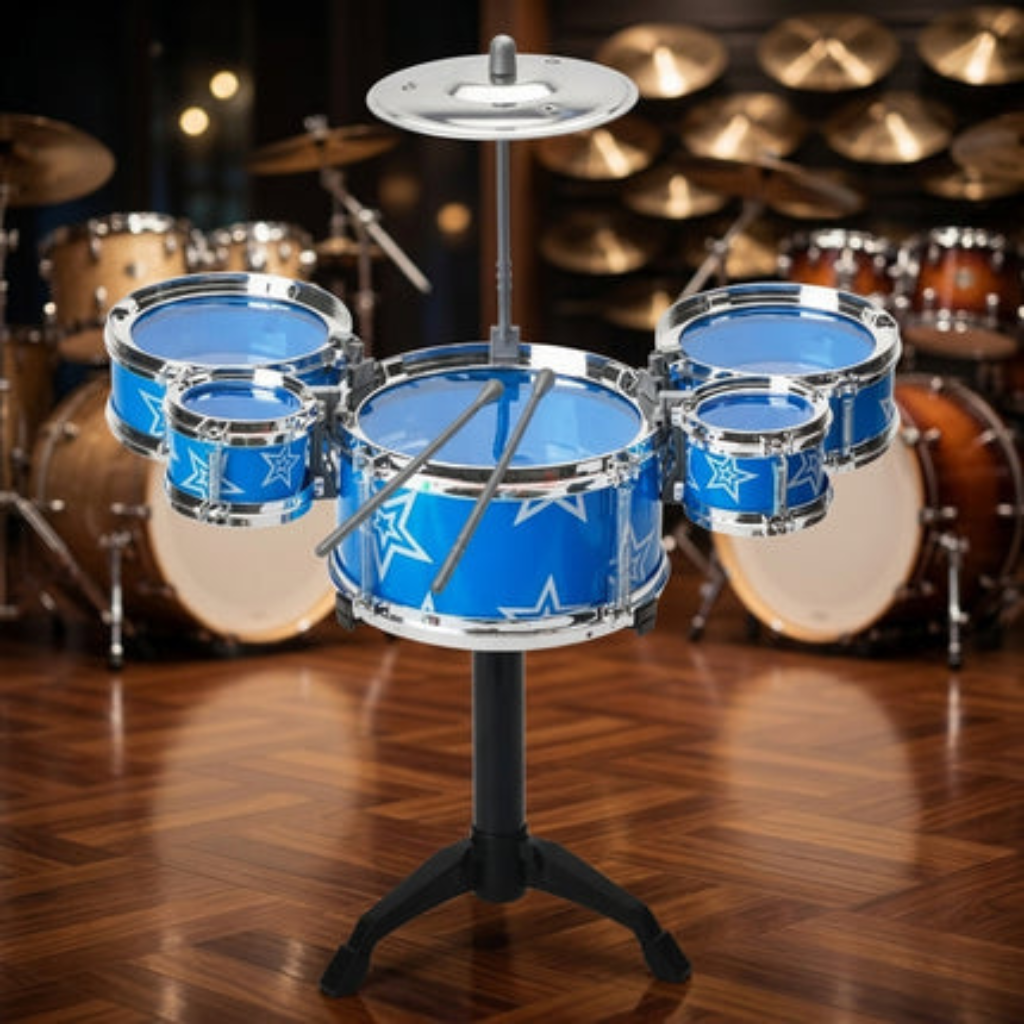 Kids Jazz Drum Set Five Drums Cymbal - blue