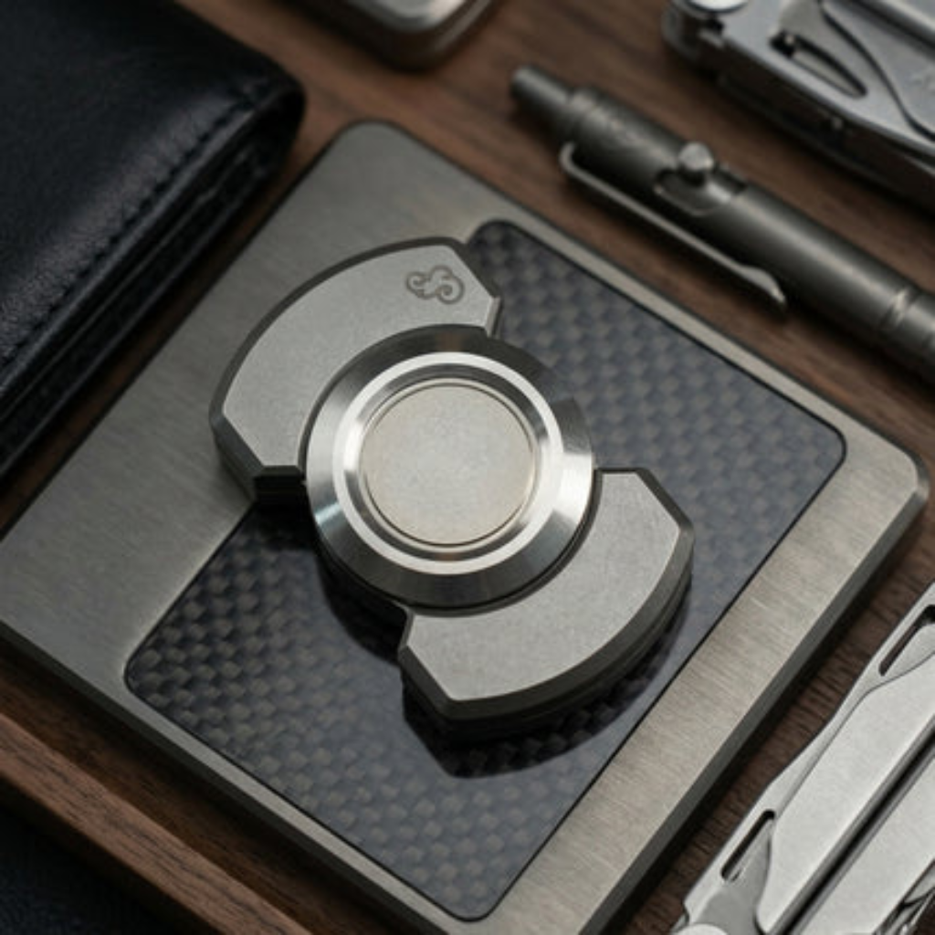 Fidget Spinner Metal Magnetic Slider Toy - silver