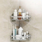 Shower Shelf with Corner Storage Wall Mounted - silver