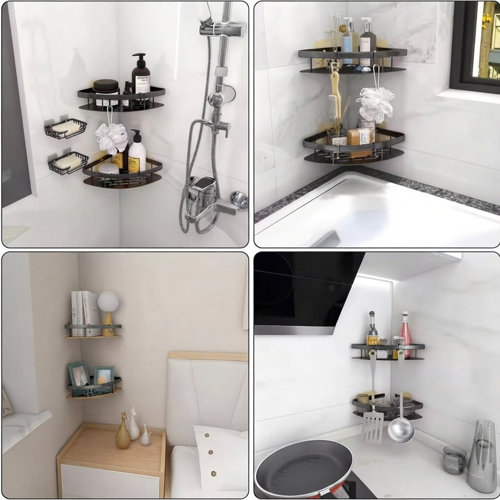 Shower Shelf with Corner Storage Wall Mounted