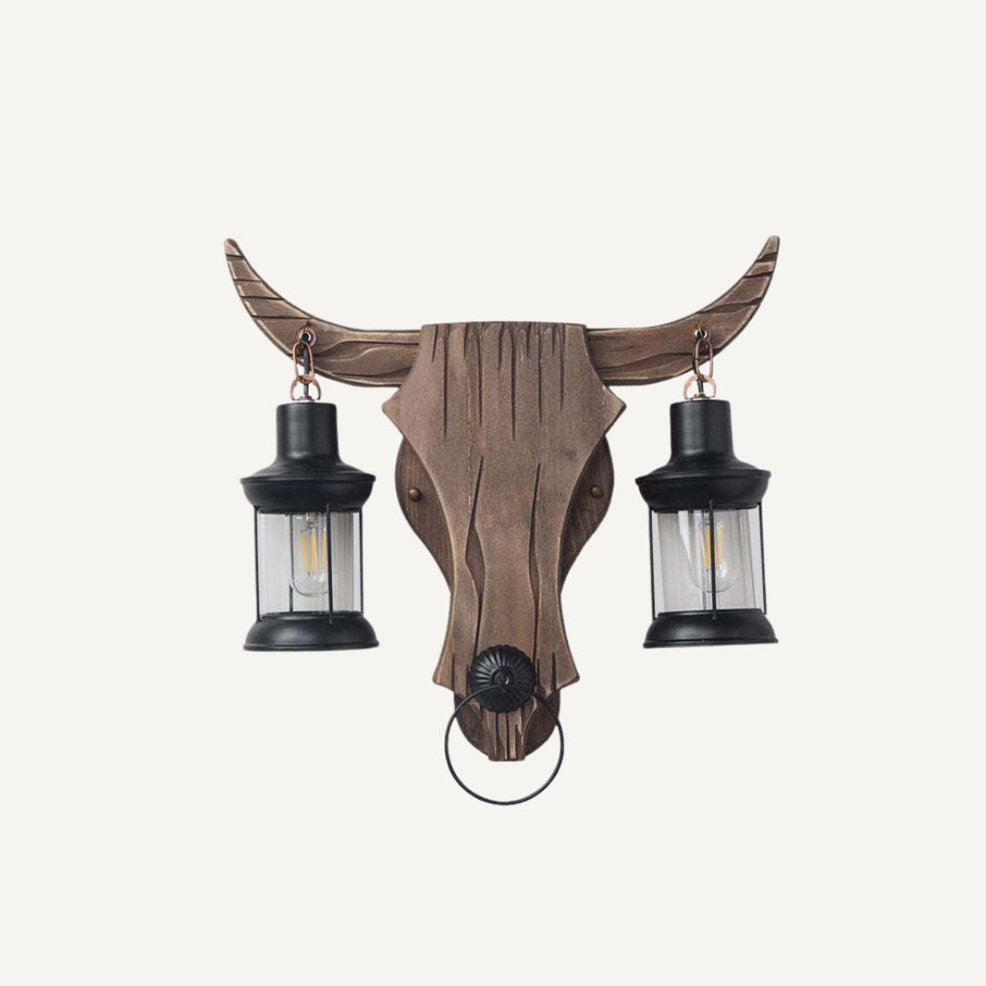 Wall Sconce Light with Double Iron Lanterns