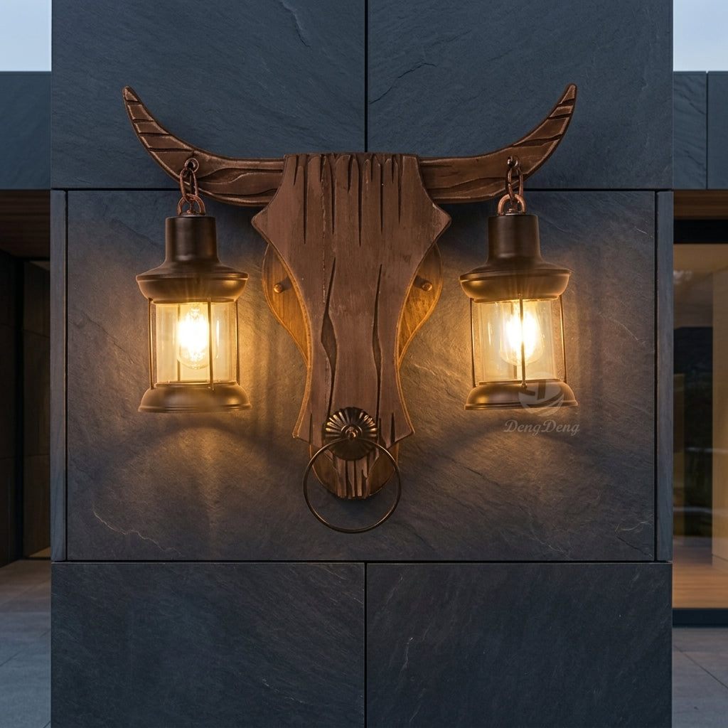 Wall Sconce Light with Double Iron Lanterns