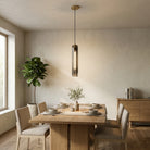Mini pendant light with crystal glass and brass - gray