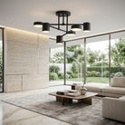 Six arm LED flush mount ceiling light - black