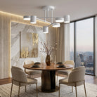 Six arm LED flush mount ceiling light - white