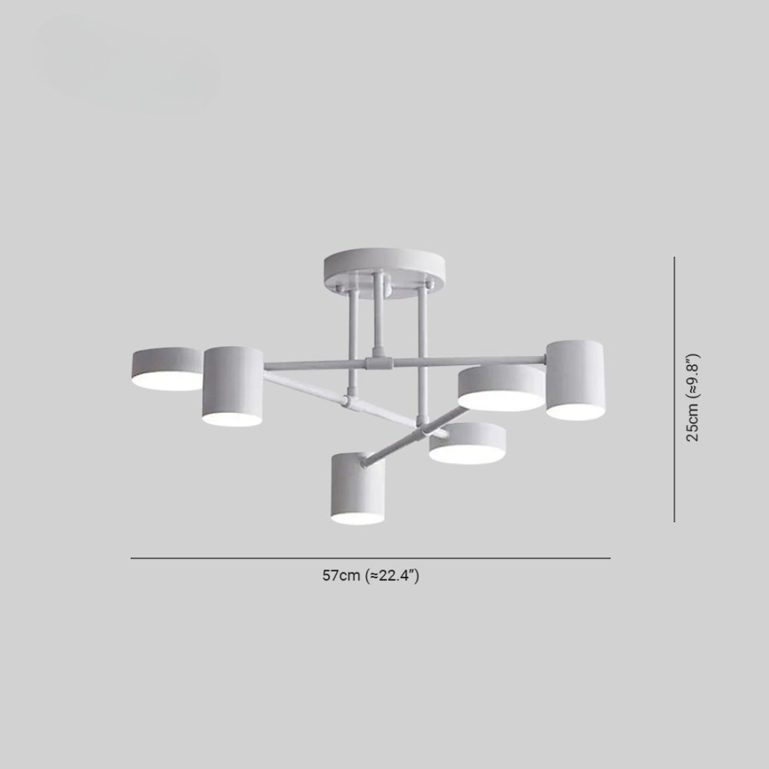 Six arm LED flush mount ceiling light